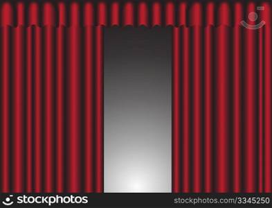 Open Red Curtain, Podium and Light Beam