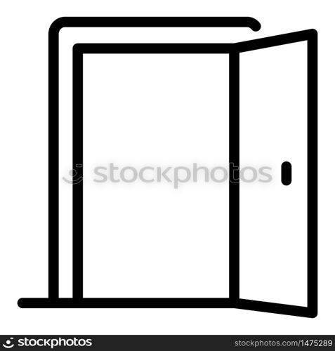 Open room door icon. Outline open room door vector icon for web design isolated on white background. Open room door icon, outline style