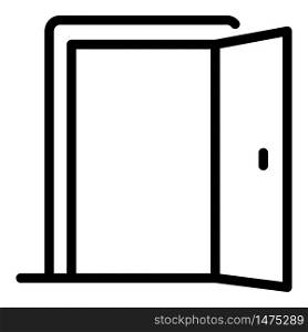 Open room door icon. Outline open room door vector icon for web design isolated on white background. Open room door icon, outline style