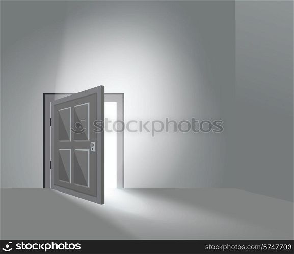 Open room inside home door with spotlight shadow on floor vector illustration