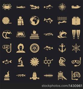 Open sea icons set. Simple set of 36 open sea vector icons for web for any design. Open sea icons set, simple style
