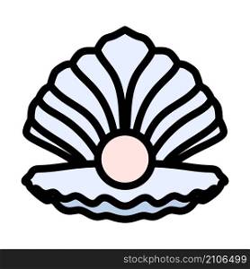 Open Seashell Icon. Editable Bold Outline With Color Fill Design. Vector Illustration.