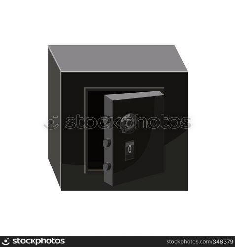 Open security safe icon in cartoon style on a white background. Open security safe icon, cartoon style