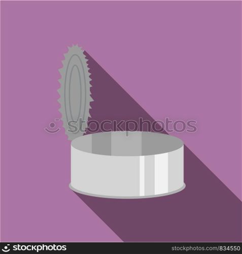 Open silver tin can icon. Flat illustration of open silver tin can vector icon for web design. Open silver tin can icon, flat style