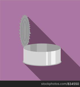 Open silver tin can icon. Flat illustration of open silver tin can vector icon for web design. Open silver tin can icon, flat style