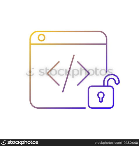 Open source code platforms gradient linear vector icon. Permission modifying and enhancing code freely. Thin line color symbols. Modern style pictogram. Vector isolated outline drawing. Open source code platforms gradient linear vector icon