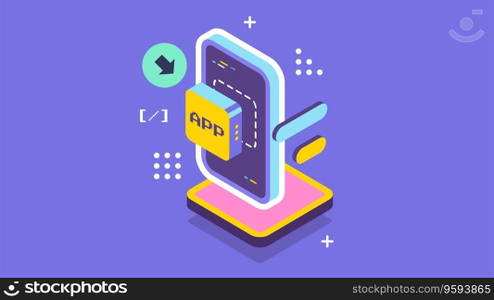 Open source vector illustration. Programming language concept. Developer protocol platform interface with code information. Digital software script.