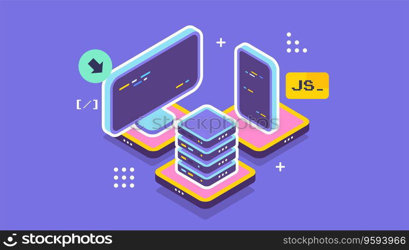 Open source vector illustration. Programming language concept. Developer protocol platform interface with code information. Digital software script.