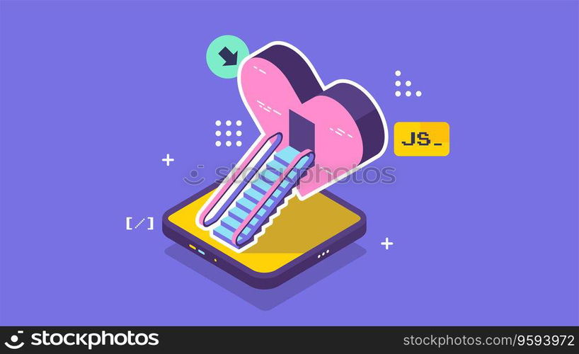 Open source vector illustration. Programming language concept. Developer protocol platform interface with code information. Digital software script.