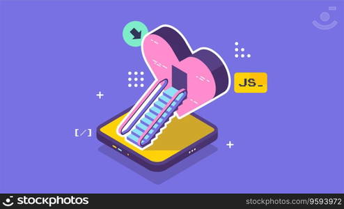 Open source vector illustration. Programming language concept. Developer protocol platform interface with code information. Digital software script.