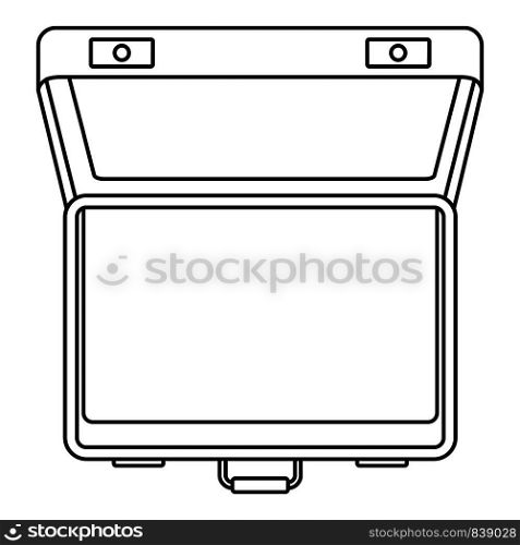 Open suitcase icon. Outline illustration of open suitcase vector icon for web design isolated on white background. Open suitcase icon, outline style