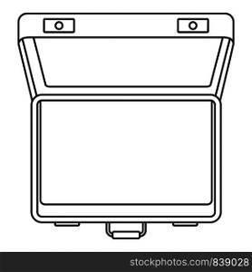 Open suitcase icon. Outline illustration of open suitcase vector icon for web design isolated on white background. Open suitcase icon, outline style