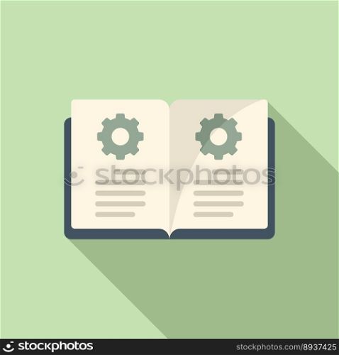 Open technical book icon flat vector. Paper manual. Help project. Open technical book icon flat vector. Paper manual