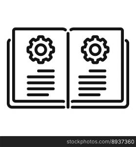 Open technical book icon outline vector. Paper manual. Help project. Open technical book icon outline vector. Paper manual