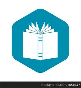Open thick book icon. Simple illustration of open thick book vector icon for web. Open thick book icon, simple style
