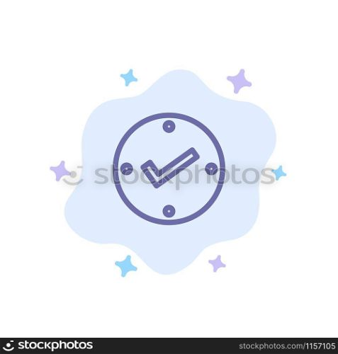 Open, Tick, Approved, Check Blue Icon on Abstract Cloud Background