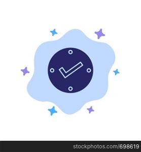 Open, Tick, Approved, Check Blue Icon on Abstract Cloud Background