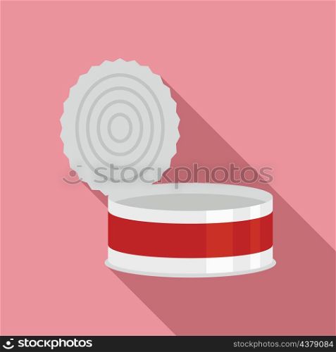 Open tin can icon. Flat illustration of open tin can vector icon isolated on white background. Open tin can icon flat isolated vector