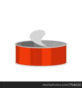 Open tin can icon. Flat illustration of open tin can vector icon for web isolated on white. Open tin can icon, flat style