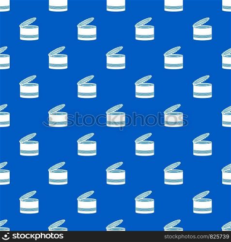 Open tin can pattern repeat seamless in blue color for any design. Vector geometric illustration. Open tin can pattern seamless blue