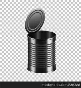 Open tincan mockup. Realistic illustration of open tincan vector mockup for on transparent background. Open tincan mockup, realistic style