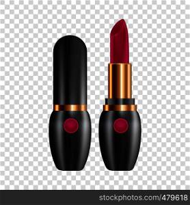 Open tube of lipstick mockup. Realistic illustration of open tube of lipstick vector mockup for web. Open tube of lipstick mockup, realistic style