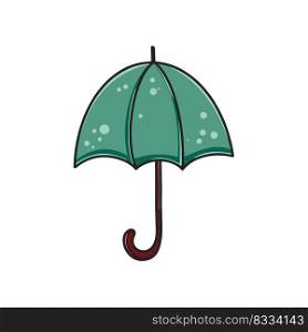 Open umbrella cartoon clipart. Rain protection accessory isolated vector illustration. Hand drawn seasonal essential item in bad weather. Open umbrella cartoon clipart