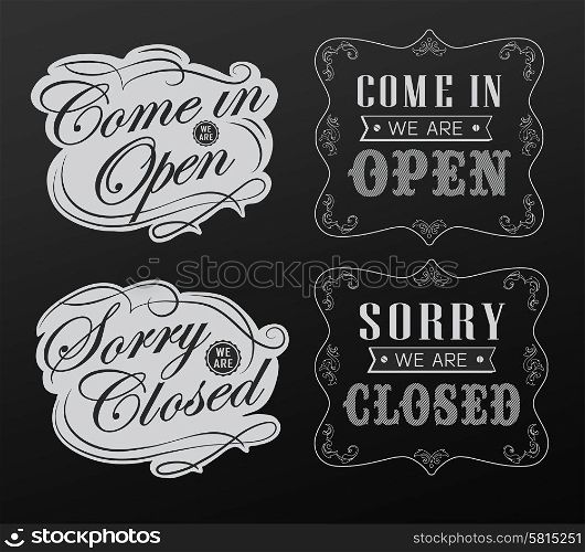 Open Vintage retro signs vector illustration can be used for invitation, congratulation or website