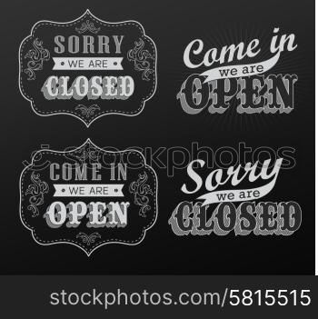 Open Vintage retro signs vector illustration can be used for invitation, congratulation or website