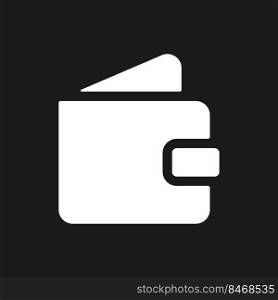 Open wallet dark mode glyph ui icon. Finance and banking. Account deposit. User interface design. White silhouette symbol on black space. Solid pictogram for web, mobile. Vector isolated illustration. Open wallet dark mode glyph ui icon