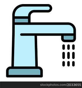 Open water tap icon. Outline open water tap vector icon color flat isolated. Open water tap icon color outline vector