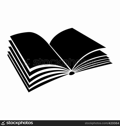 Opened book with pages fluttering black simple icon on a white background. Opened book with pages fluttering icon