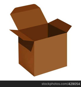 Opened brown carton box mockup. Realistic illustration of opened brown carton box vector mockup for web. Opened brown carton box mockup, realistic style