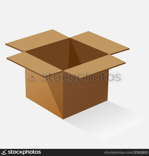 Opened brown paper box with shadow, stock vector