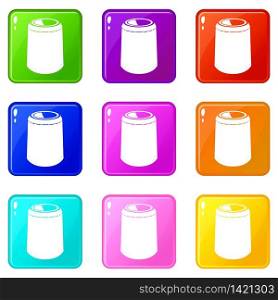 Opened bucket icons set 9 color collection isolated on white for any design. Opened bucket icons set 9 color collection