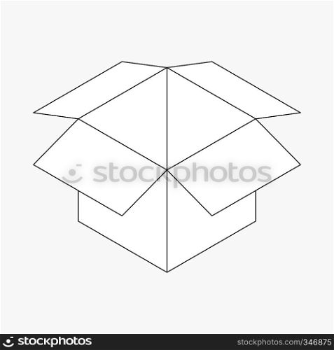 Opened cardboard box icon in isometric 3d style isolated on white background. Opened cardboard box icon, isometric 3d style