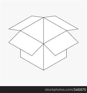 Opened cardboard box icon in isometric 3d style isolated on white background. Opened cardboard box icon, isometric 3d style