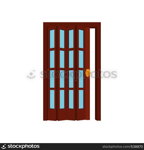 Opened door icon in cartoon style on a white background. Opened door icon, cartoon style