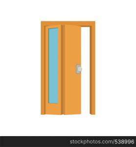 Opened door icon in cartoon style on a white background. Opened door icon, cartoon style