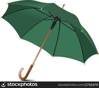 Opened green rain umbrella. Vector illustration