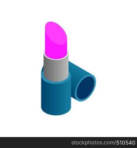 Opened pink lipstick icon in isometric 3d style isolated on white background. Lipstick icon, isometric 3d style