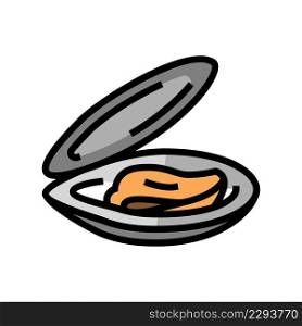 opened shell mussel color icon vector. opened shell mussel sign. isolated symbol illustration. opened shell mussel color icon vector illustration