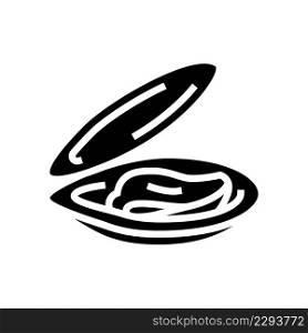 opened shell mussel glyph icon vector. opened shell mussel sign. isolated contour symbol black illustration. opened shell mussel glyph icon vector illustration