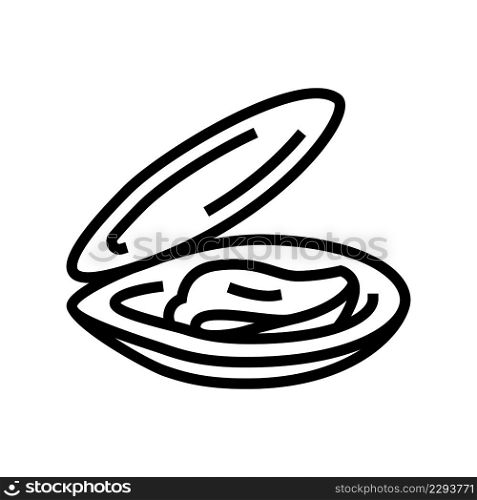 opened shell mussel line icon vector. opened shell mussel sign. isolated contour symbol black illustration. opened shell mussel line icon vector illustration