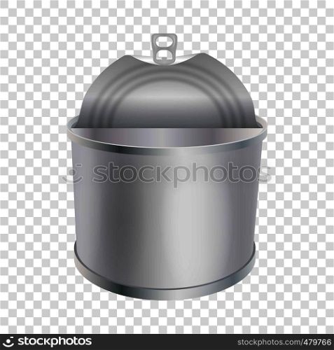 Opened tin can mockup. Realistic illustration of opened tin can vector mockup for web. Opened tin can mockup, realistic style