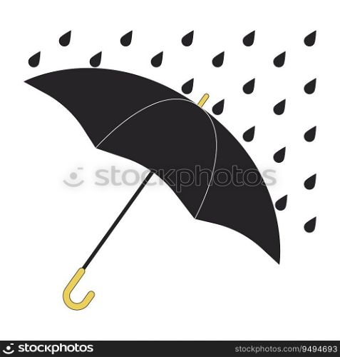 Opened umbrella cover from rain flat line color isolated vector object. Protection. Bad weather. Editable clip art image on white background. Simple outline cartoon spot illustration for web design. Opened umbrella cover from rain flat line color isolated vector object