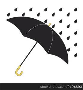 Opened umbrella cover from rain flat line color isolated vector object. Protection. Bad weather. Editable clip art image on white background. Simple outline cartoon spot illustration for web design. Opened umbrella cover from rain flat line color isolated vector object