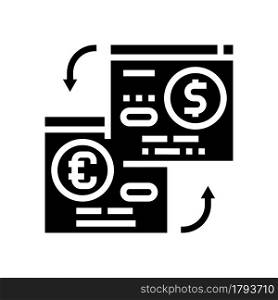 opening savings accounts in foreign currency glyph icon vector. opening savings accounts in foreign currency sign. isolated contour symbol black illustration. opening savings accounts in foreign currency glyph icon vector illustration