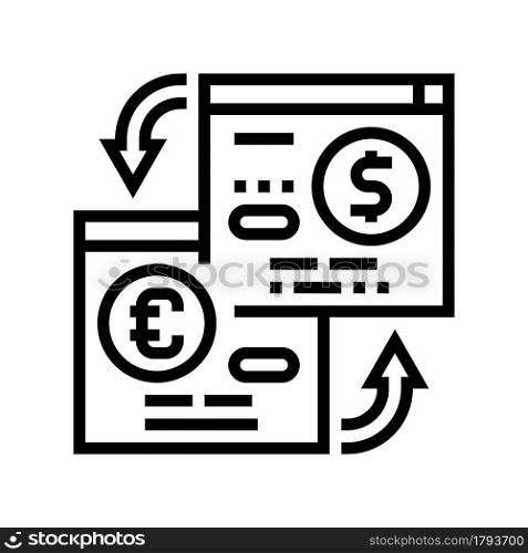 opening savings accounts in foreign currency line icon vector. opening savings accounts in foreign currency sign. isolated contour symbol black illustration. opening savings accounts in foreign currency line icon vector illustration