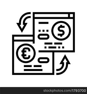 opening savings accounts in foreign currency line icon vector. opening savings accounts in foreign currency sign. isolated contour symbol black illustration. opening savings accounts in foreign currency line icon vector illustration